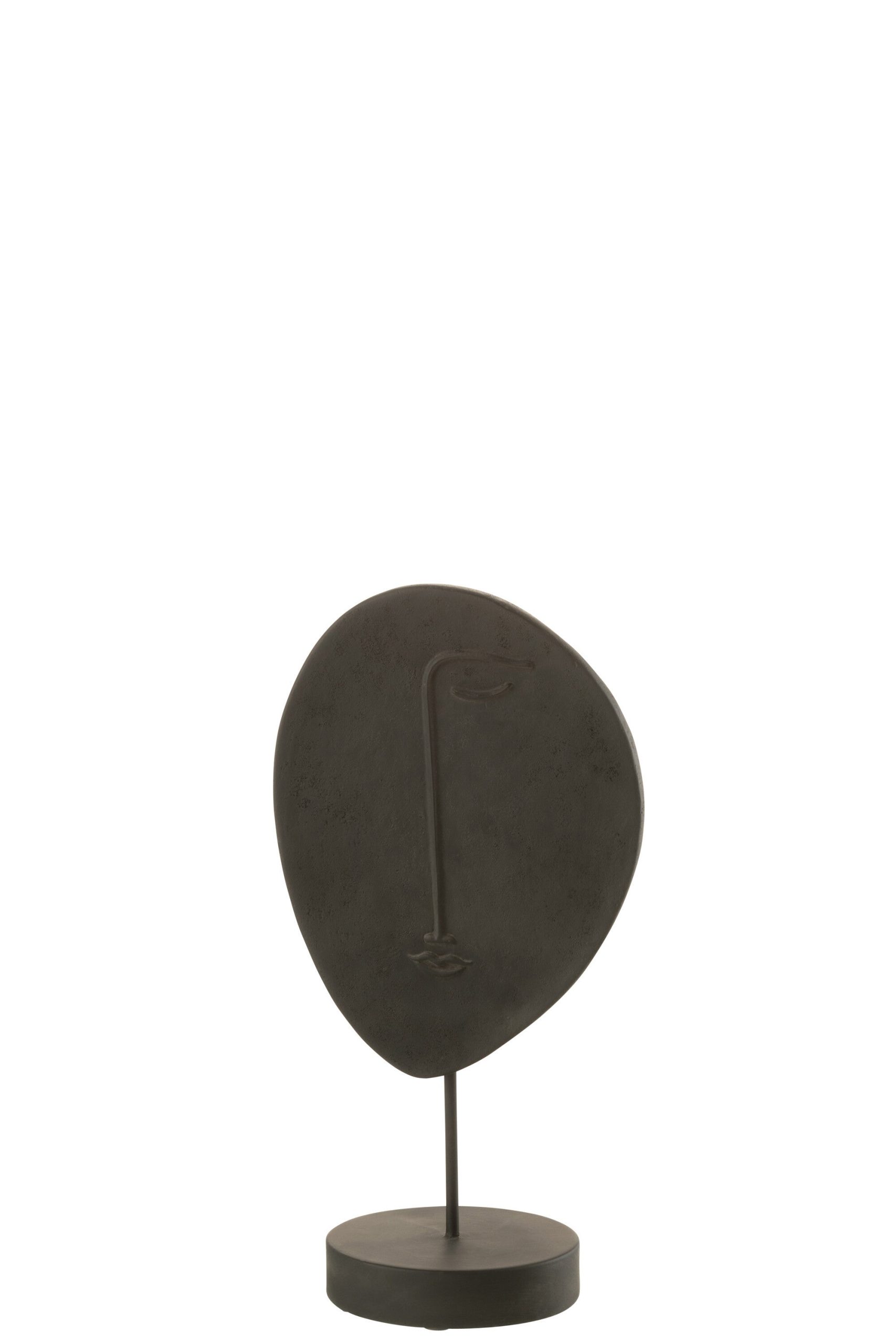 J-Line decoratie Hoofd Plat Op Voet - polyresin - zwart - small