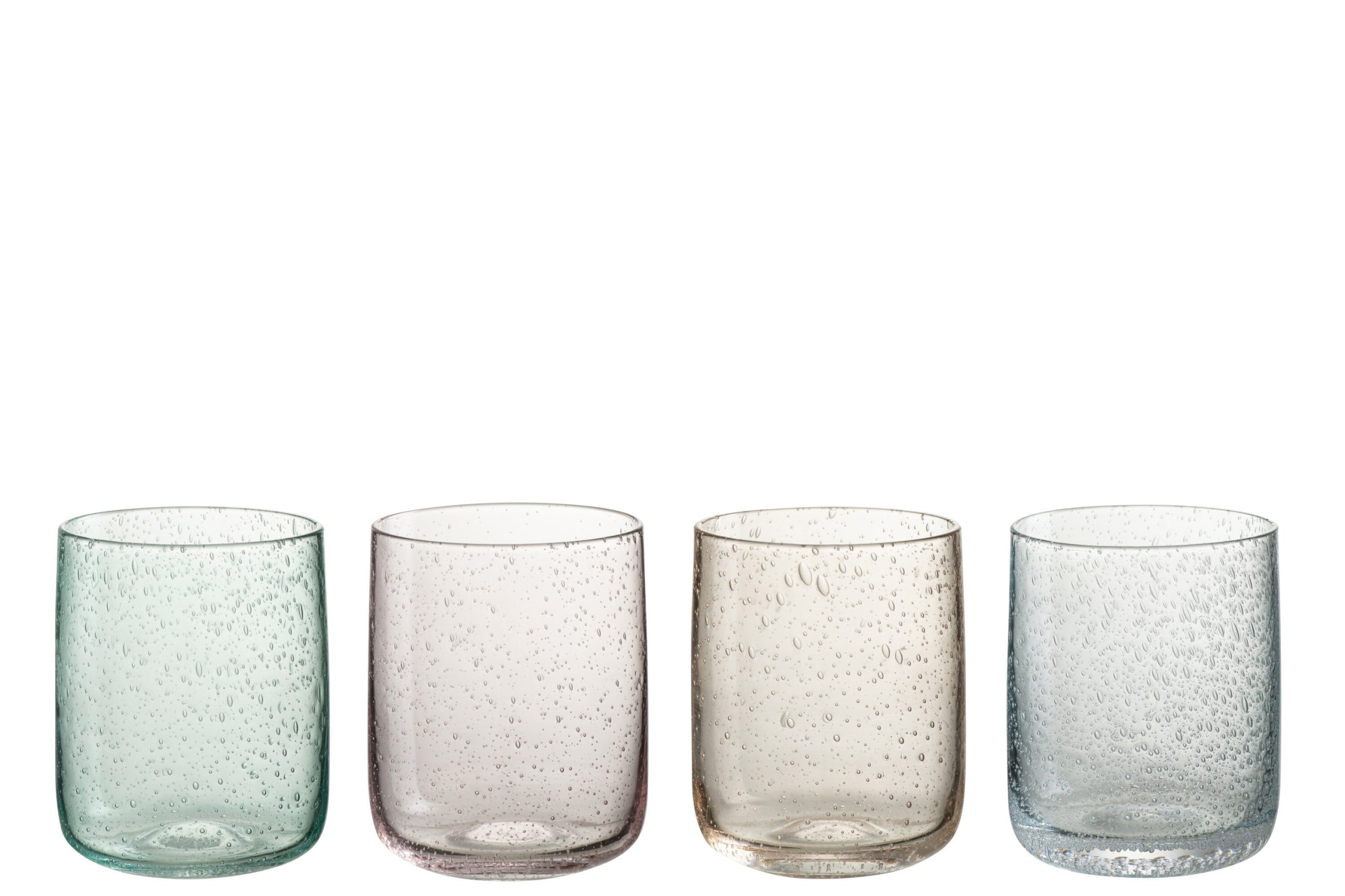 J-Line glas Yones - glas - mix - 4 stuks