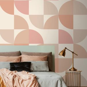 ESTAhome fotobehang geometrische vormen beige en roze – 250 x 279 cm – ESTAhome fotobehang geometrische vormen beige en roze – 250 x 279 cm –