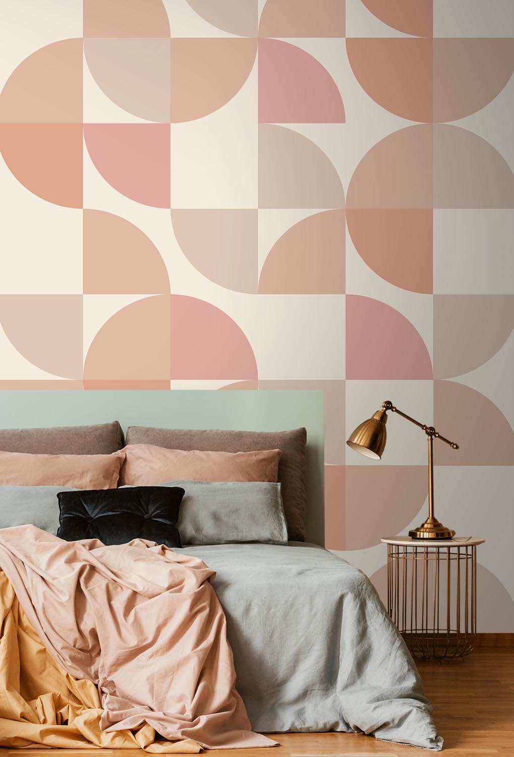 ESTAhome fotobehang geometrische vormen beige en roze - 250 x 279 cm -
