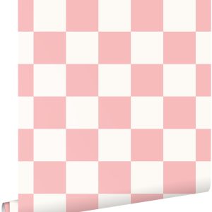 ESTAhome behang geblokt motief roze en wit – 53 cm x 10.05 m – 139998 ESTAhome behang geblokt motief roze en wit – 53 cm x 10.05 m – 139998