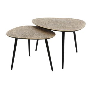 Giga Meubel Salontafel Metallic – Brons Staal – Set van 2 – 80x59x43cm