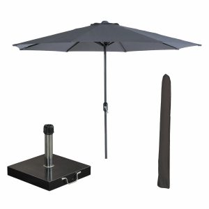 Garden Impressions stokparasol Lotus d grijs Ø300 cm met 40kg Cosmo vo Garden Impressions stokparasol Lotus d grijs Ø300 cm met 40kg Cosmo vo