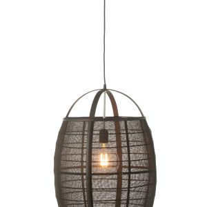 J-Line hanglamp Ion – linnen/bamboe – zwart – large J-Line hanglamp Ion – linnen/bamboe – zwart – large