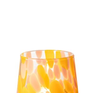 J-Line windlicht Spikkels – glas – roze/oker J-Line windlicht Spikkels – glas – roze/oker