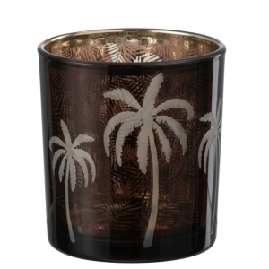 J-Line windlicht Palmboom – glas – bruin – small – 6 stuks J-Line windlicht Palmboom – glas – bruin – small – 6 stuks
