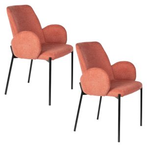 Housecraft Living Tjarda Eetkamerstoelen met armleuning Oudroze – Set