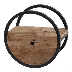 Giga Meubel Wandschap Circular – Naturel Hardhout – Ø40x25x40cm