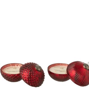 J-Line geurkaars Kerstbal – glas – bordeaux – small – 2 stuks J-Line geurkaars Kerstbal – glas – bordeaux – small – 2 stuks