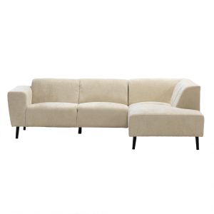 Giga Meubel Hoekbank Turin 3-zits Rechts – Stof/Hout – Beige