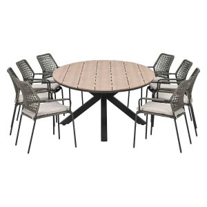 Garden Impressions Tuinset Natas grijs 9-delig – Tulli tuintafel ovaal Garden Impressions Tuinset Natas grijs 9-delig – Tulli tuintafel ovaal