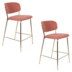 Housecraft Living Jolien Barkrukken rugleuning 65 cm Goud/ Roze – Set Housecraft Living Jolien Barkrukken rugleuning 65 cm Goud/ Roze – Set