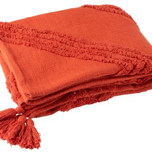J-Line plaid Getuft + Kwasten – katoen – rood – 130 x 180 cm J-Line plaid Getuft + Kwasten – katoen – rood – 130 x 180 cm