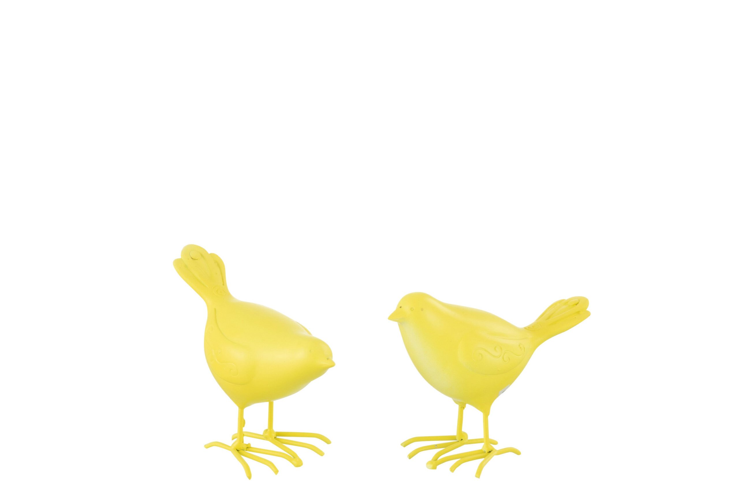J-Line figuur Vogel - polyresin - geel - small - 2 stuks
