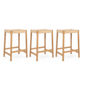 Furnhouse barkruk Ida – Natuurlijk eikenhout – Set van 3