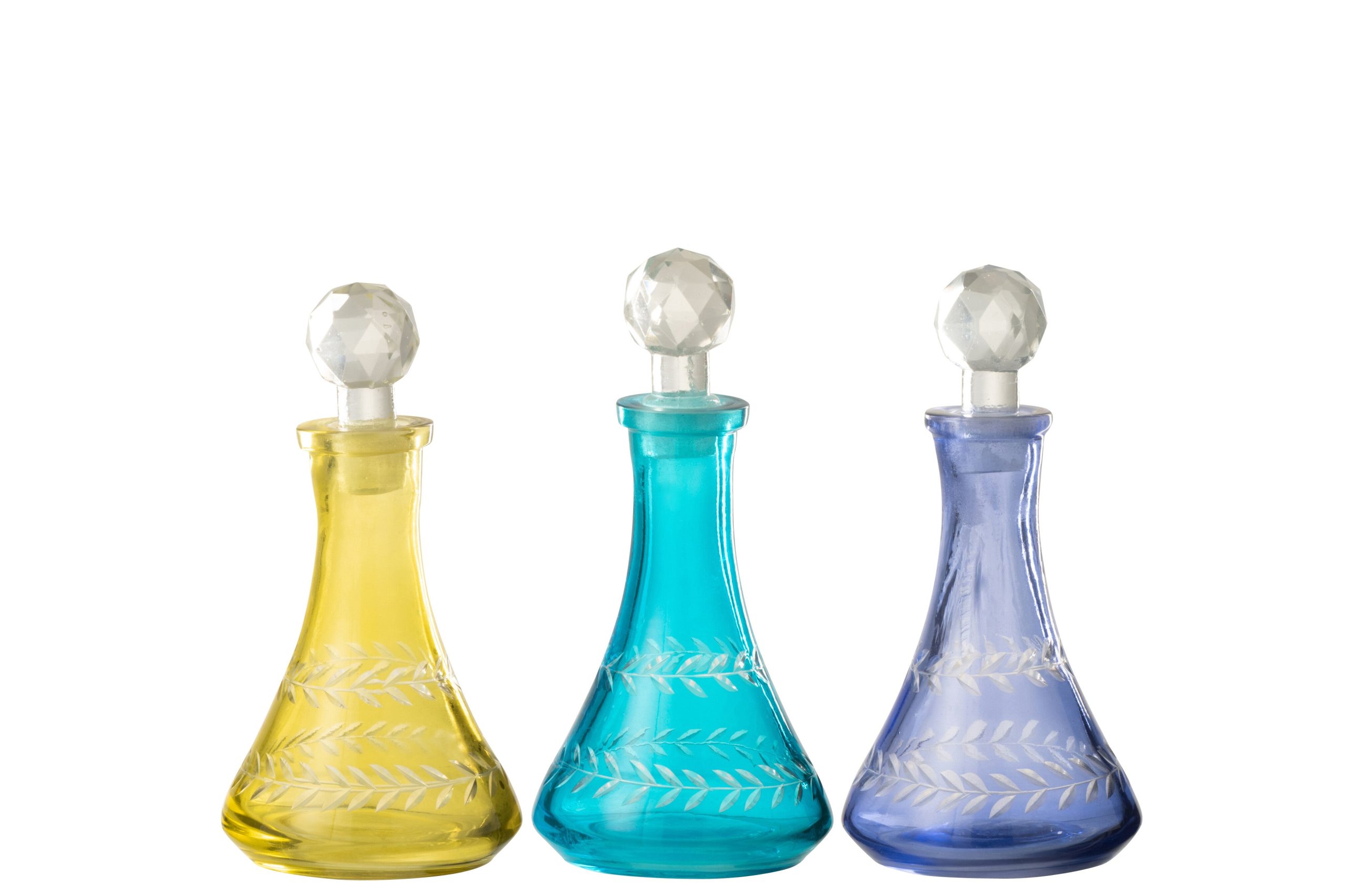 J-Line decoratie Flessen Tarifa - glas - mix - medium - 3 stuks
