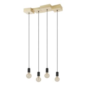 EGLO hanglamp Halkin – e27 – 72 cm – bruin/zwart – hout EGLO hanglamp Halkin – e27 – 72 cm – bruin/zwart – hout