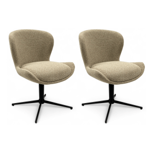 Furnhouse eetkamerstoel Nicklas – Beige – Stof (Bouclé) – Set van 2