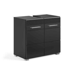 Furnilux Linus wastafelonderkast zwart hoogglans MDF TZ – 34x60x56cm