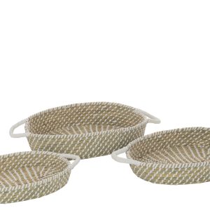J-Line mand Ovaal Handvatten – jute – naturel/wit – 3 stuks J-Line mand Ovaal Handvatten – jute – naturel/wit – 3 stuks