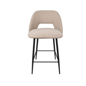 Giga Meubel Barstoel Nissa – Stof/Metaal – Taupe – Set van 2 Giga Meubel Barstoel Nissa – Stof/Metaal – Taupe – Set van 2