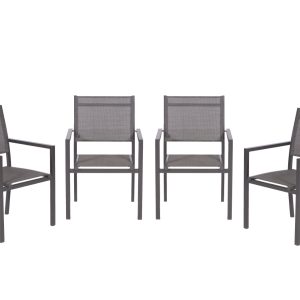 Garden Impressions Moon tuinstoelen set van 4 – carbon black / antraci Garden Impressions Moon tuinstoelen set van 4 – carbon black / antraci