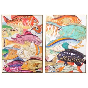 Kare Design Schilderij Fish Meeting 40x50cm (2/Set)