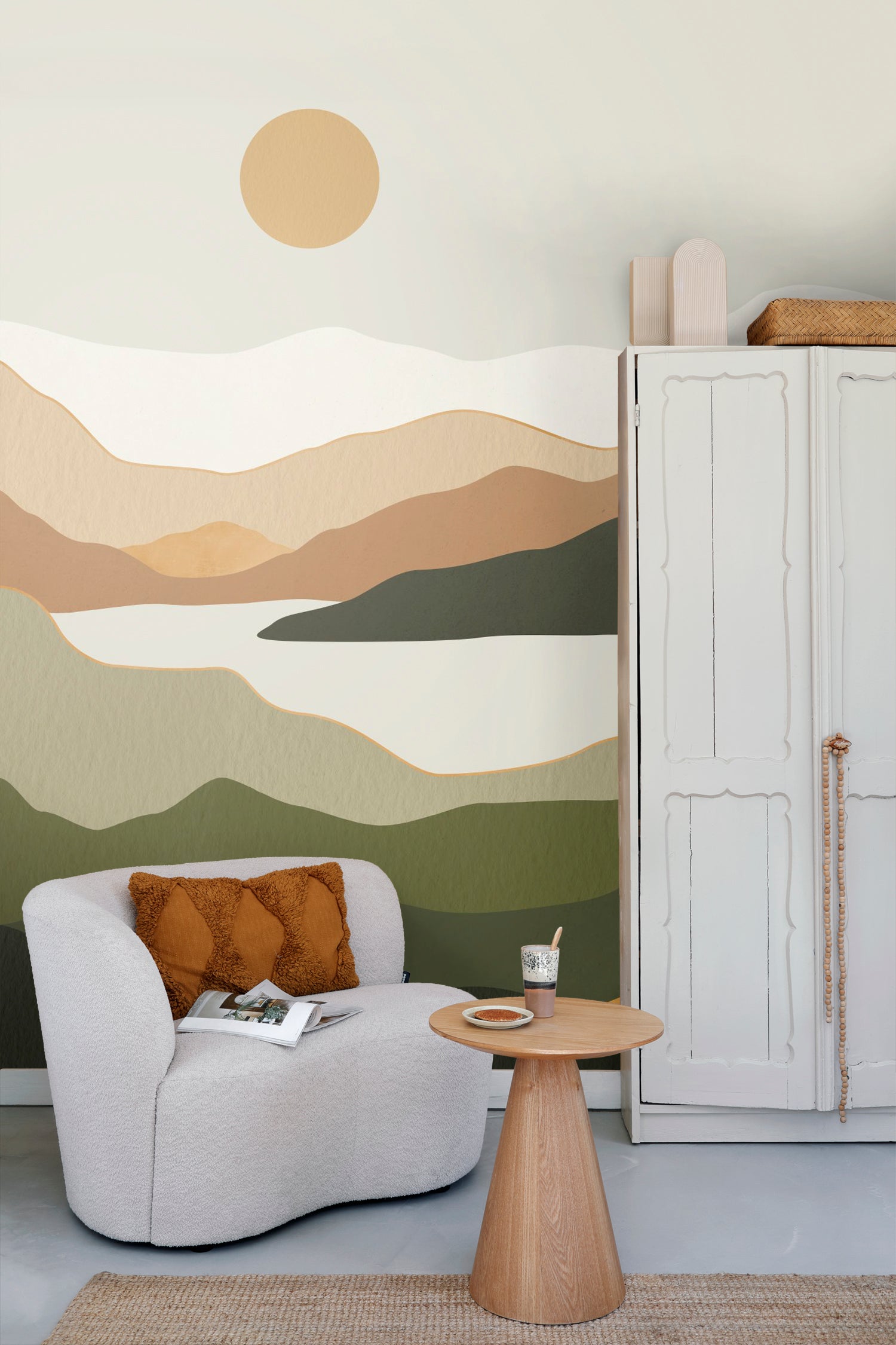 ESTAhome fotobehang woestijn landschap donkergroen en terracotta - 250
