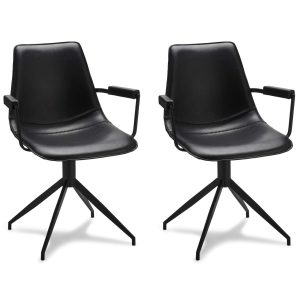 Furnhouse eetkamerstoelen armleuning Isabel – Zwart – Kunstleer – Set