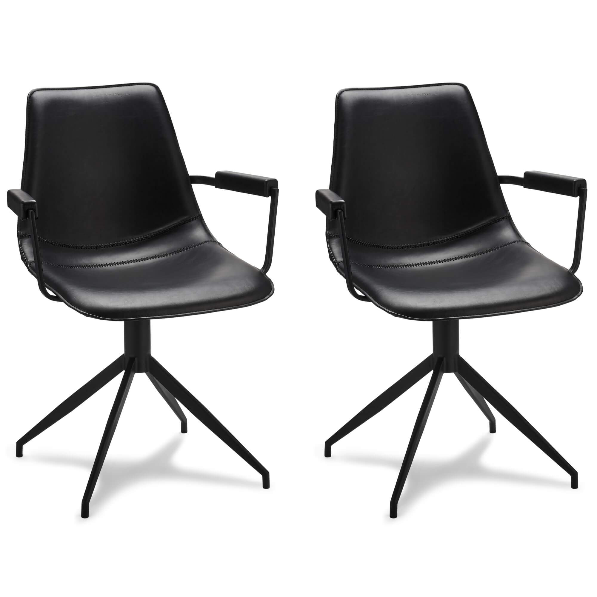 Furnhouse eetkamerstoelen armleuning Isabel - Zwart - Kunstleer - Set