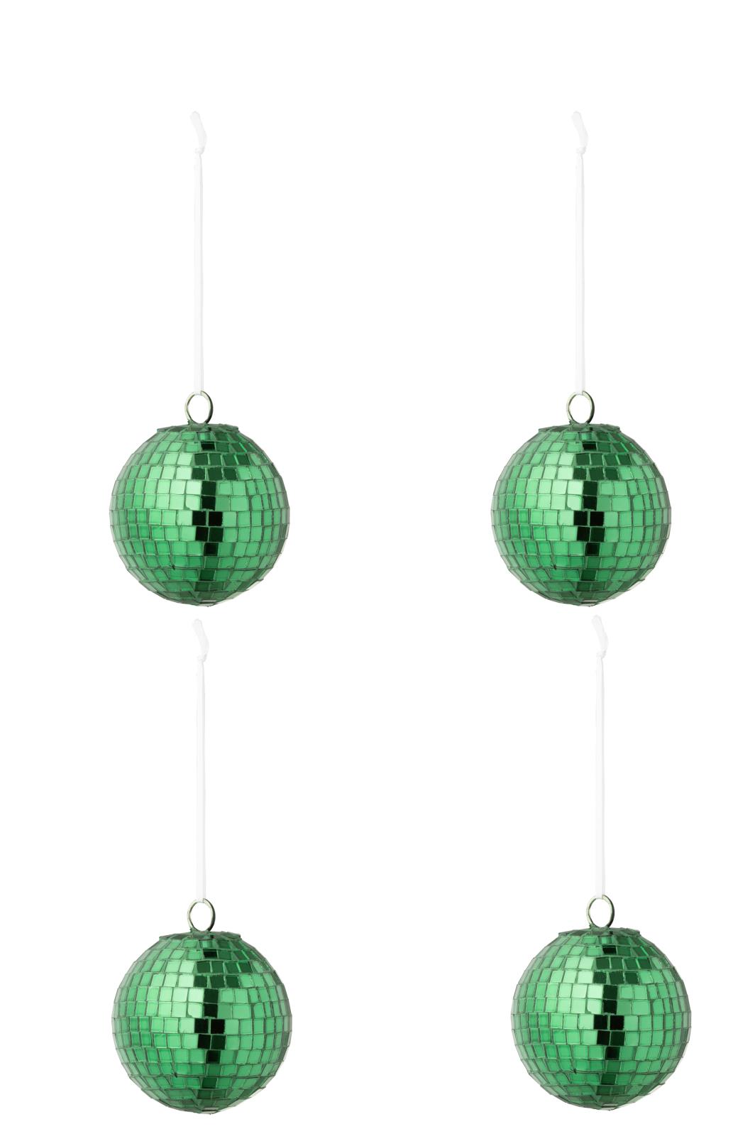 J-Line kerstbal Spiegel - glas - groen - small - doos van 4