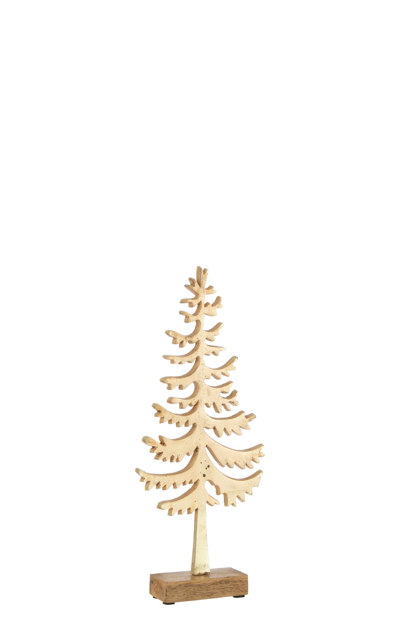 J-Line decoratie Dennenboom Dun - aluminium - goud - medium
