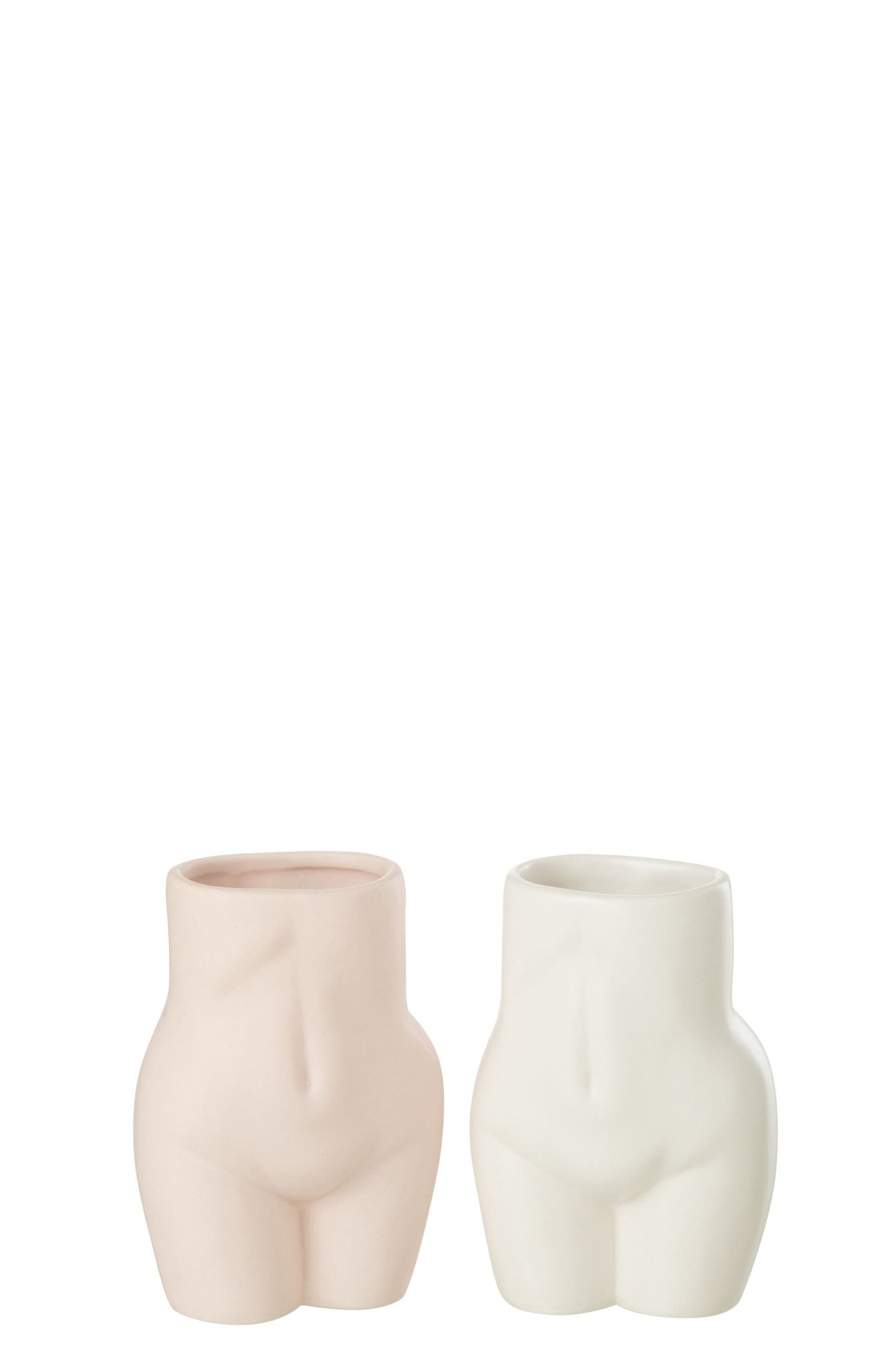 J-Line bloempot Lichaam Dolomiet - keramiek - roze - 2 stuks - 16.5 cm