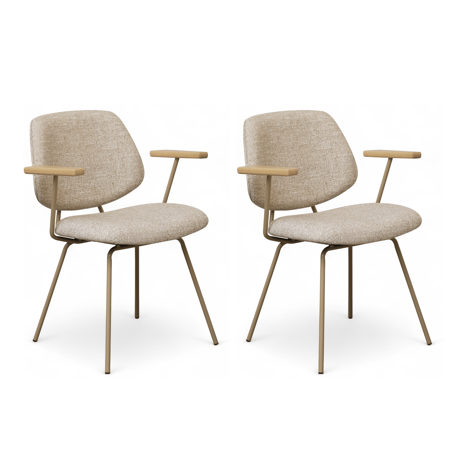 Furnhouse eetkamerstoelen armleuning Sofia - Beige - Stof (Bouclé) - S