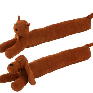 J-Line deurstopper Hond/Kat Bouclé – textiel – cognac – 2 stuks