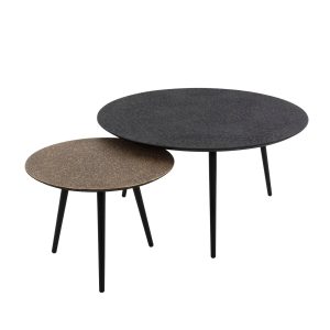 Giga Meubel Salontafel Metallic – Grijs Metaal – Set van 2 – 74x74x40c