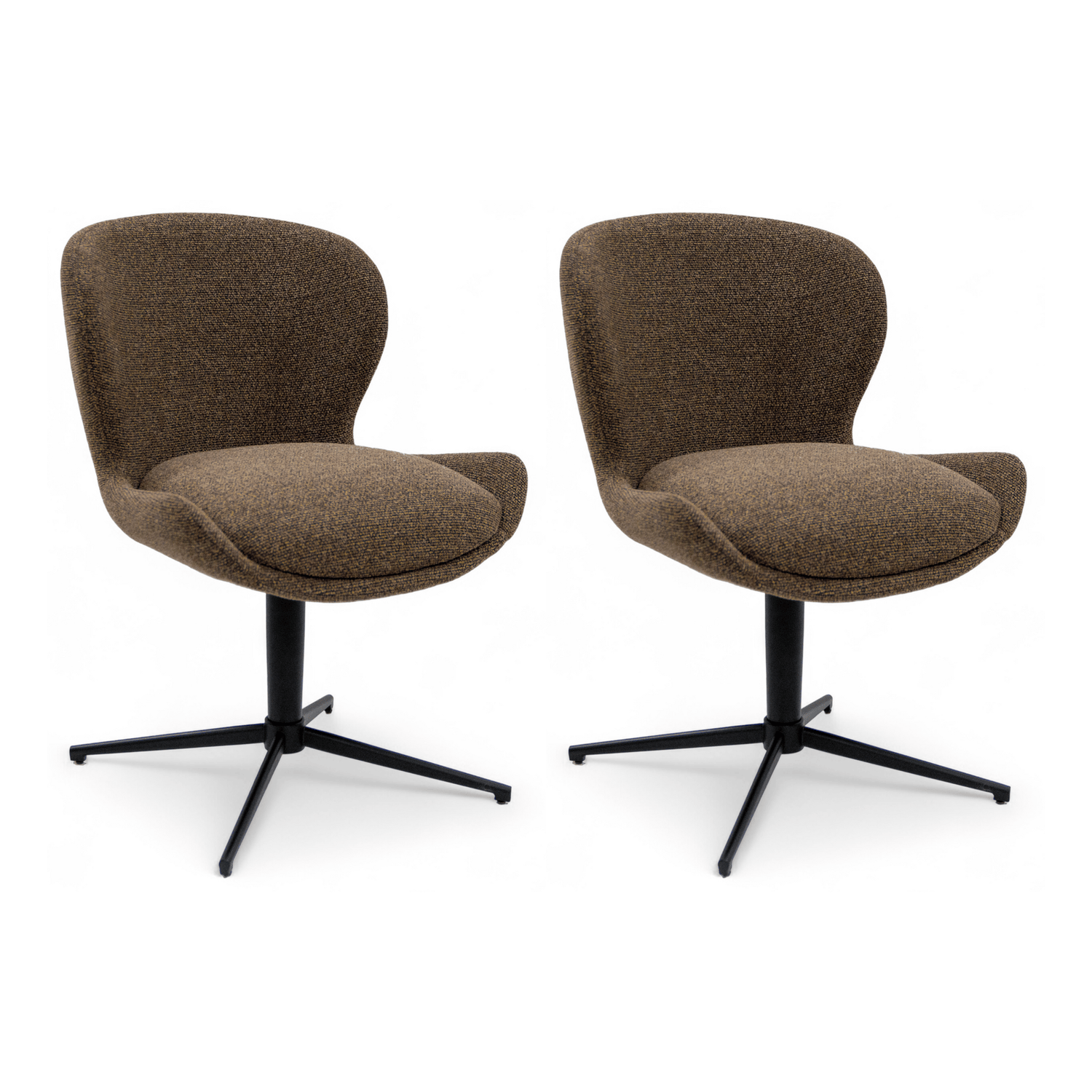 Furnhouse eetkamerstoel Nicklas - Donkerbruin - Stof (Bouclé) - Set va