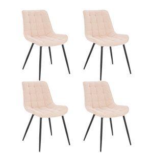 Home Deluxe gestoffeerde stoel IKALO Cord Cream Aantal: 4