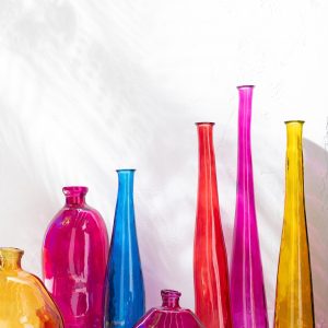 J-Line vaas Ovaal – glas – fuchsia – 73 cm hoog