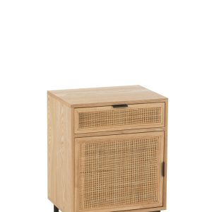 J-Line nachtkast Vierkant – hout/metaal – naturel/zwart