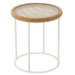 J-Line bijzettafel Mati – sparhout/metaal – naturel/wit J-Line bijzettafel Mati – sparhout/metaal – naturel/wit