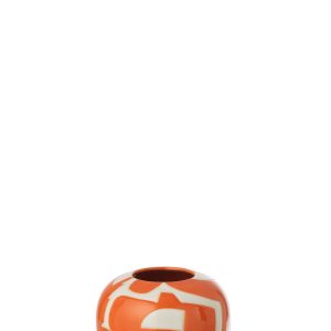 J-Line vaas Geometrisch – porselein – oranje/wit – small