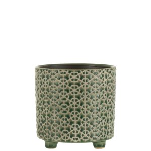 J-Line bloempot Bloem – keramiek – groen – medium – Ø 14 cm J-Line bloempot Bloem – keramiek – groen – medium – Ø 14 cm