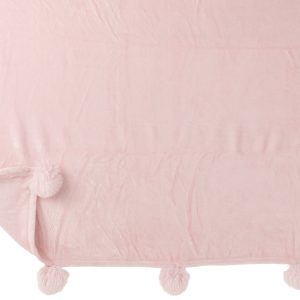 J-Line plaid Pompom – polyester – zachtroze – 170 x 130 cm J-Line plaid Pompom – polyester – zachtroze – 170 x 130 cm