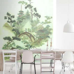 ESTAhome fotobehang chinoiserie groen en bruin – 232.5 x 279 cm – 1581