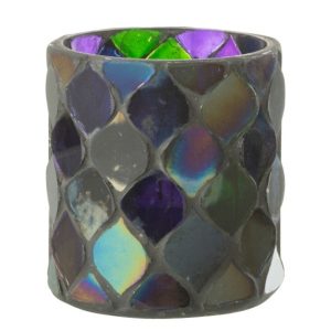 J-Line windlicht Mozaiek – glas – paars – small – 2 stuks J-Line windlicht Mozaiek – glas – paars – small – 2 stuks
