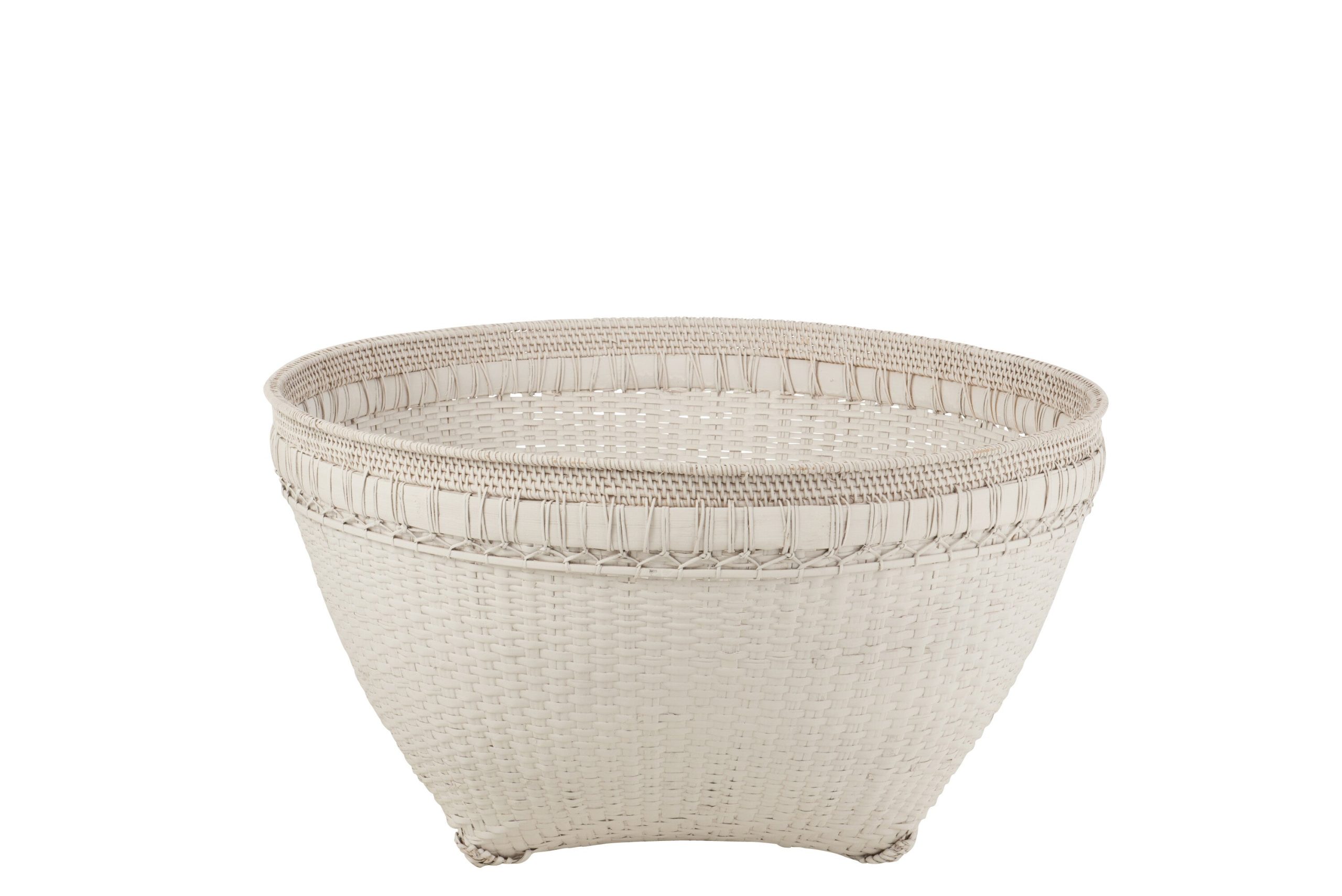 J-Line mand Rond - rotan/jute - wit - extra large