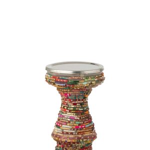J-Line kandelaar Kralen – glas – roze/goud J-Line kandelaar Kralen – glas – roze/goud