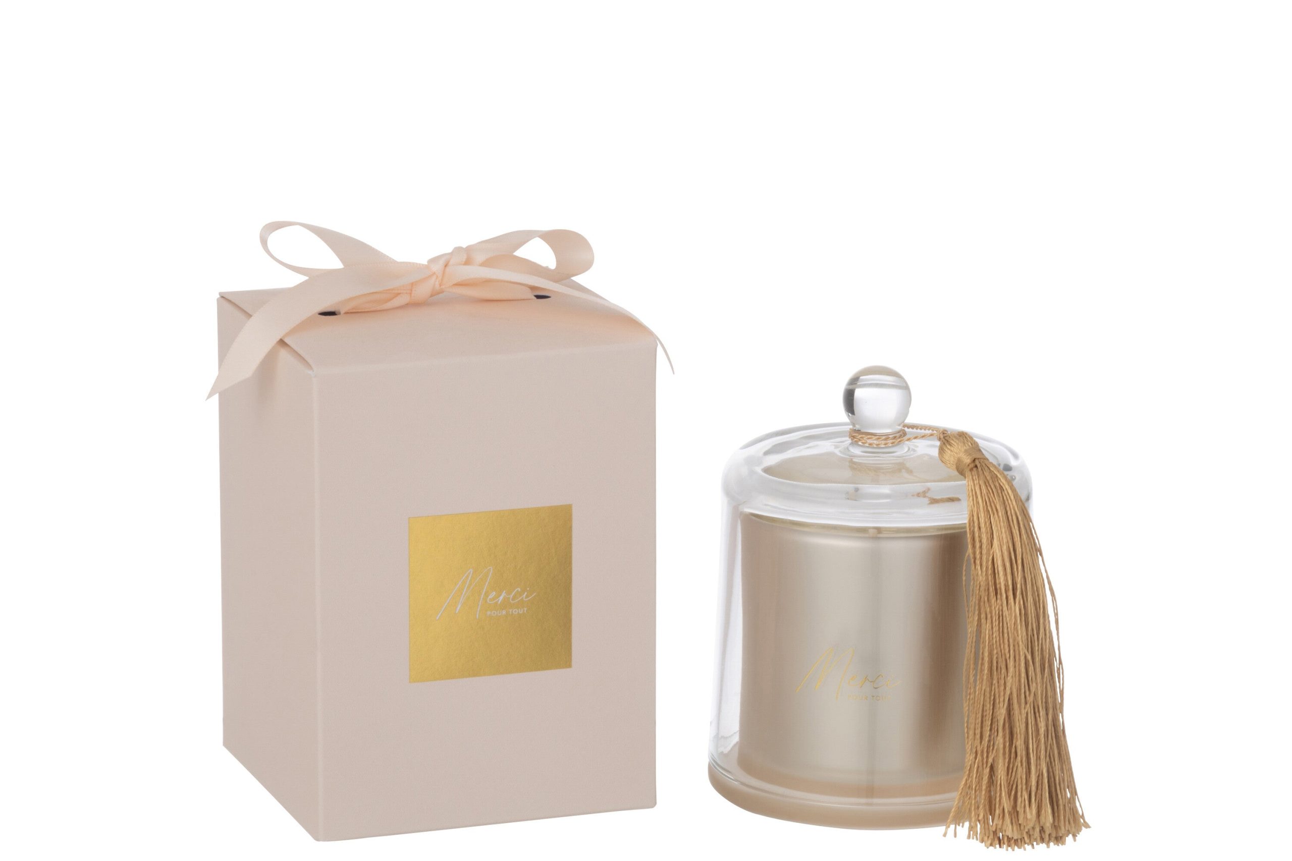 J-Line geurkaars Stolp Merci - Elderflower - glas - beige - small - 30