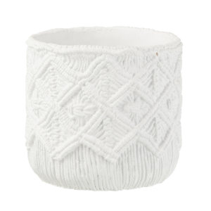 J-Line bloempot Geruit – cement – wit – medium – Ø 20 cm J-Line bloempot Geruit – cement – wit – medium – Ø 20 cm